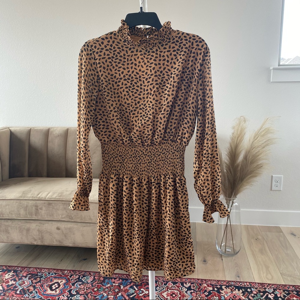 She & Sky Smocked Leopard Dress